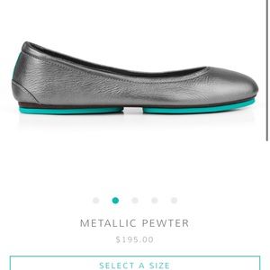 Metallic pewter tieks size 9